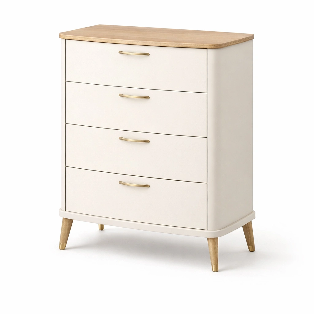 Kommode Creme Holz mit Schubladen Klassisch-wrivora