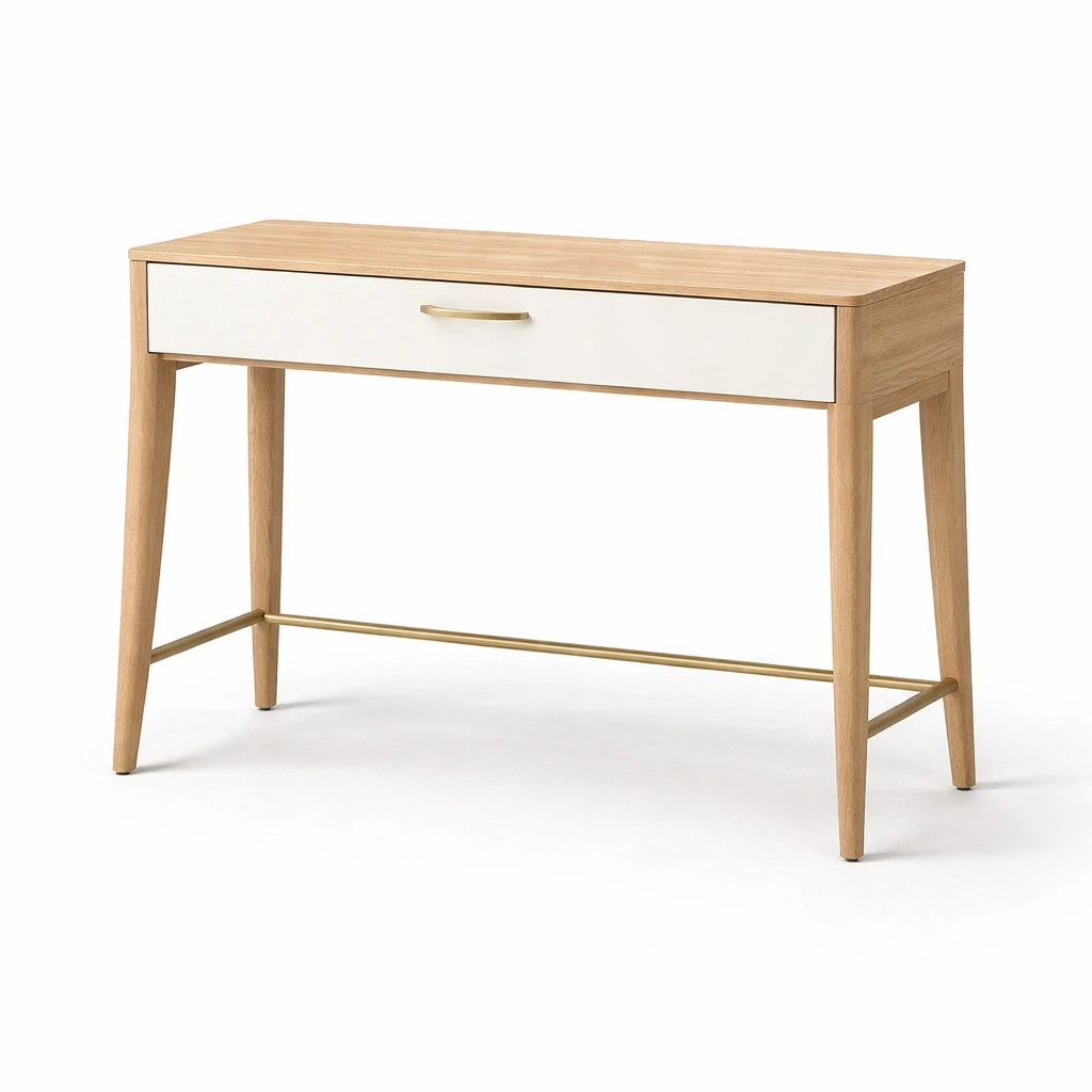 Schreibtisch Holz Weiss Minimalistisch mit Schublade-wrivora