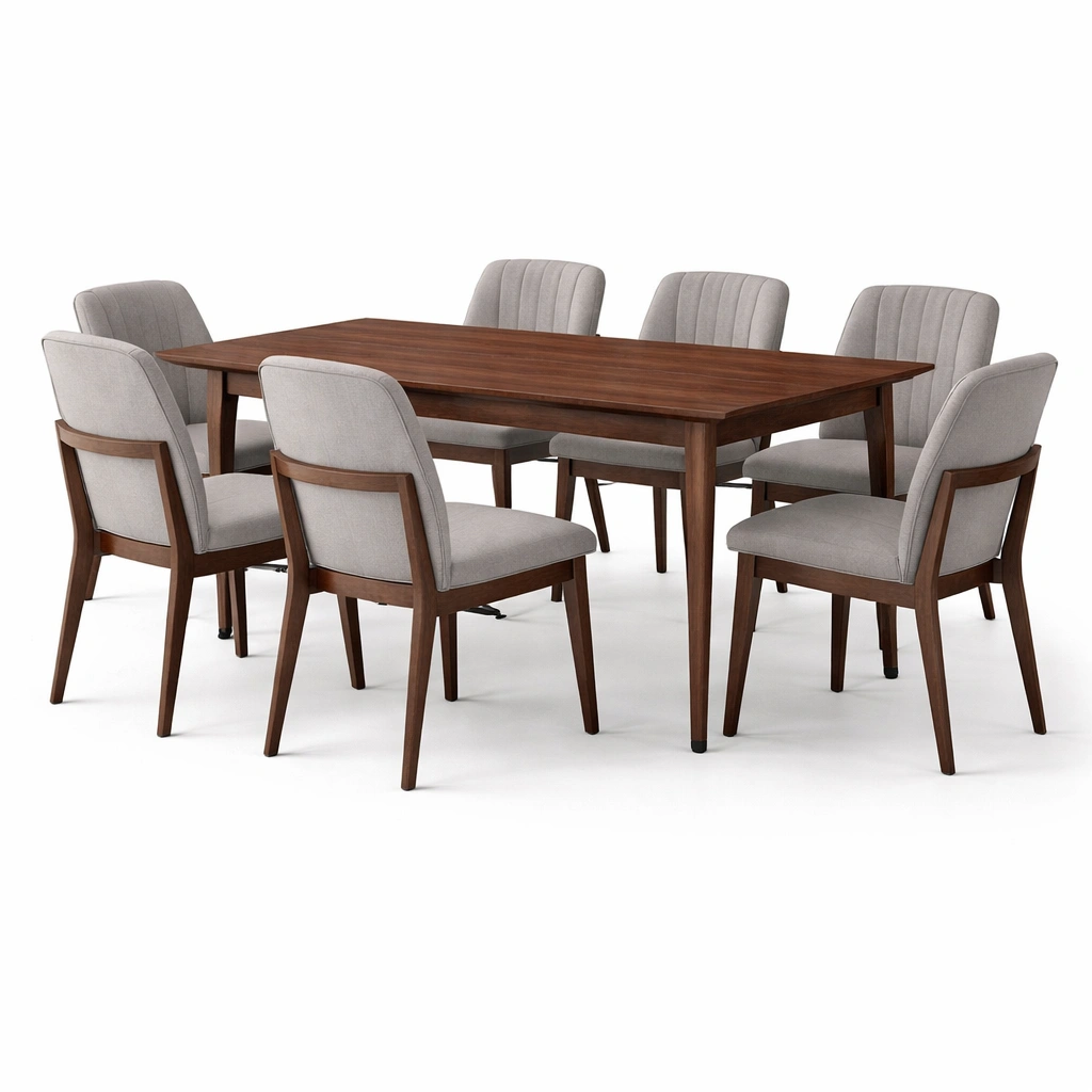Moderner Esstisch mit 6 Stuehlen Braun Holz-wrivora