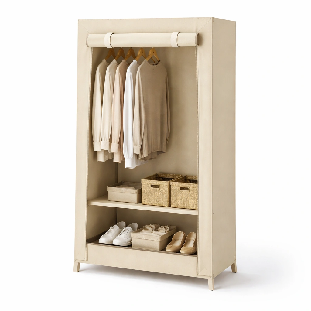 Offener Kleiderschrank Beige Stoff-wrivora