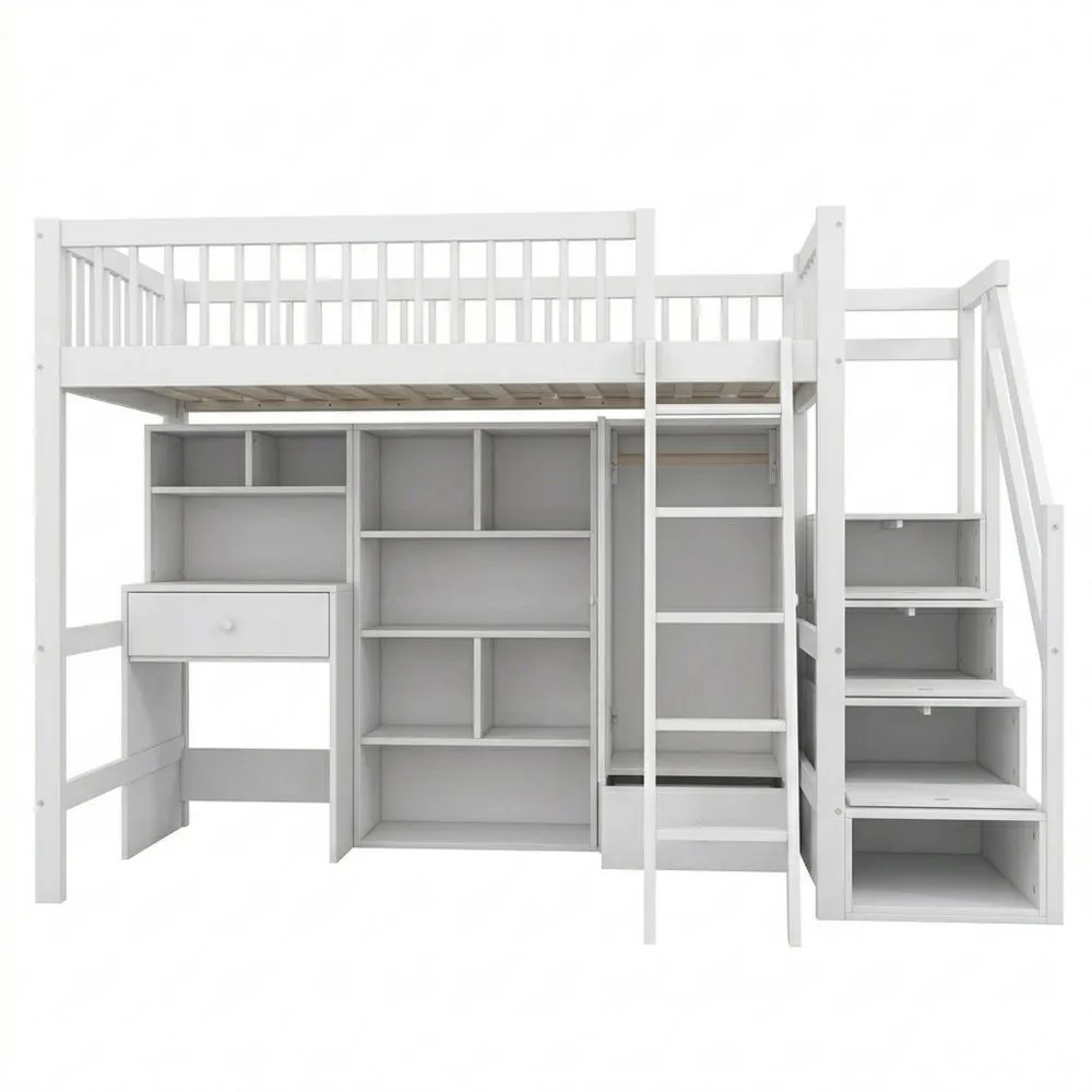 Kompaktes Etagenbett für Kinder mit Stauraum und Schreibtisch