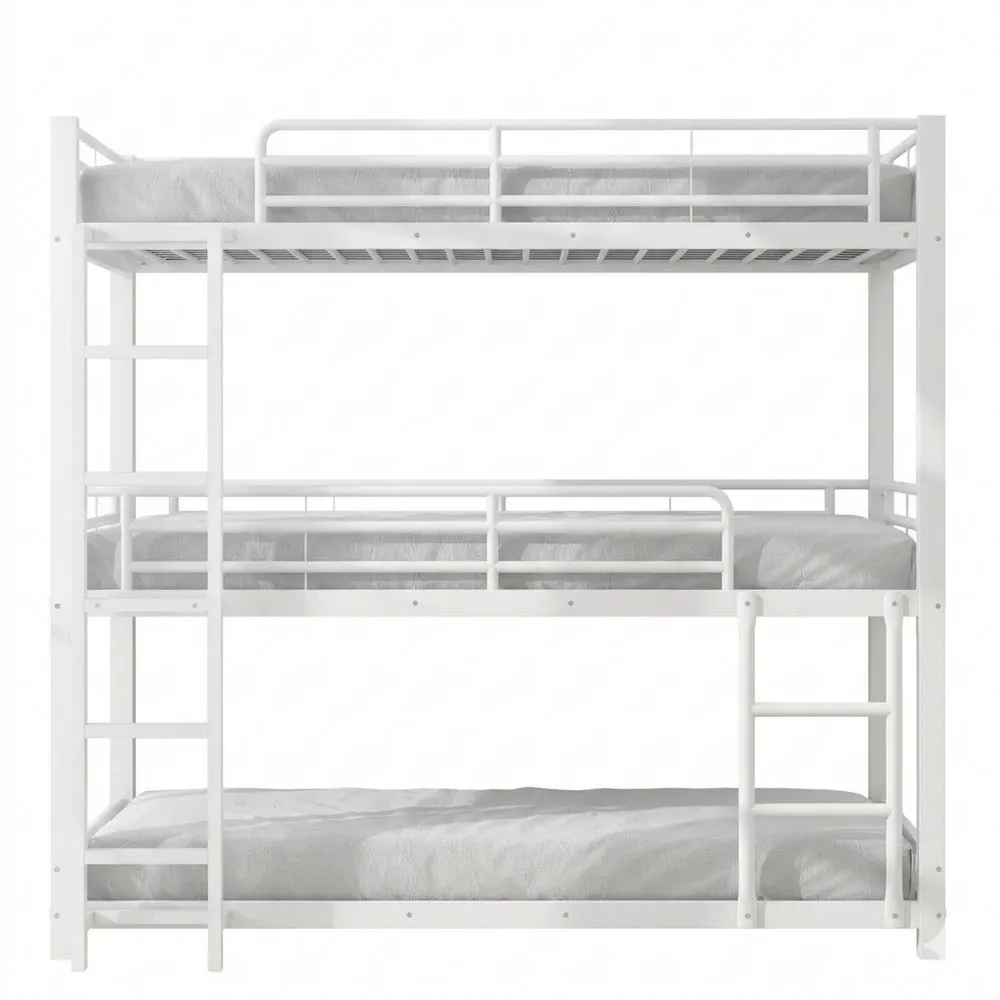 Robustes Metall-Etagenbett für alle Altersgruppen in Weiß