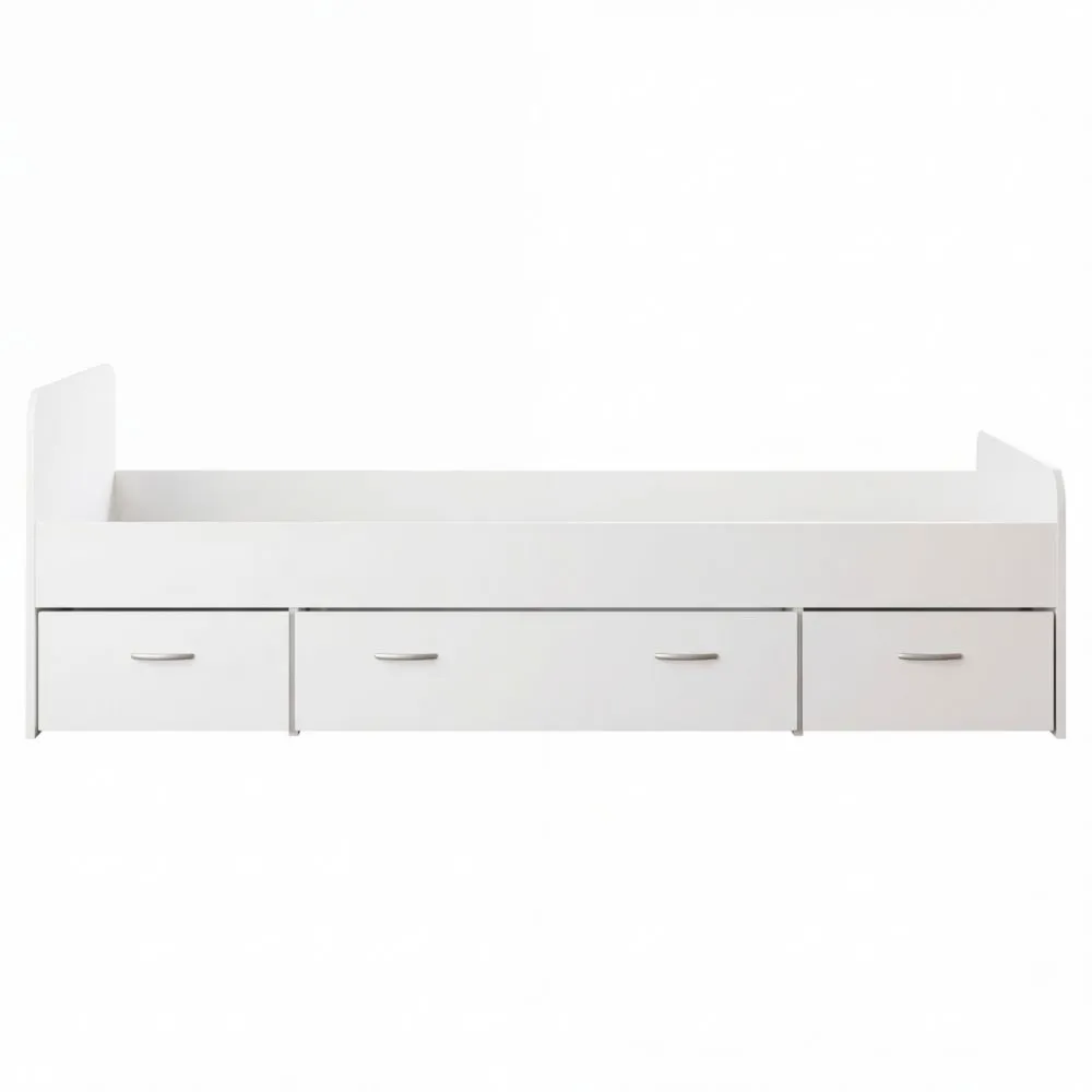 Praktisches Einzelbett mit Schubkästen 90 x 200 cm in Weiß