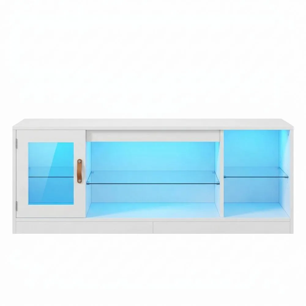 LED-Fernsehtisch mit RGB-Beleuchtung und Glasfächern für Wohnzimmer