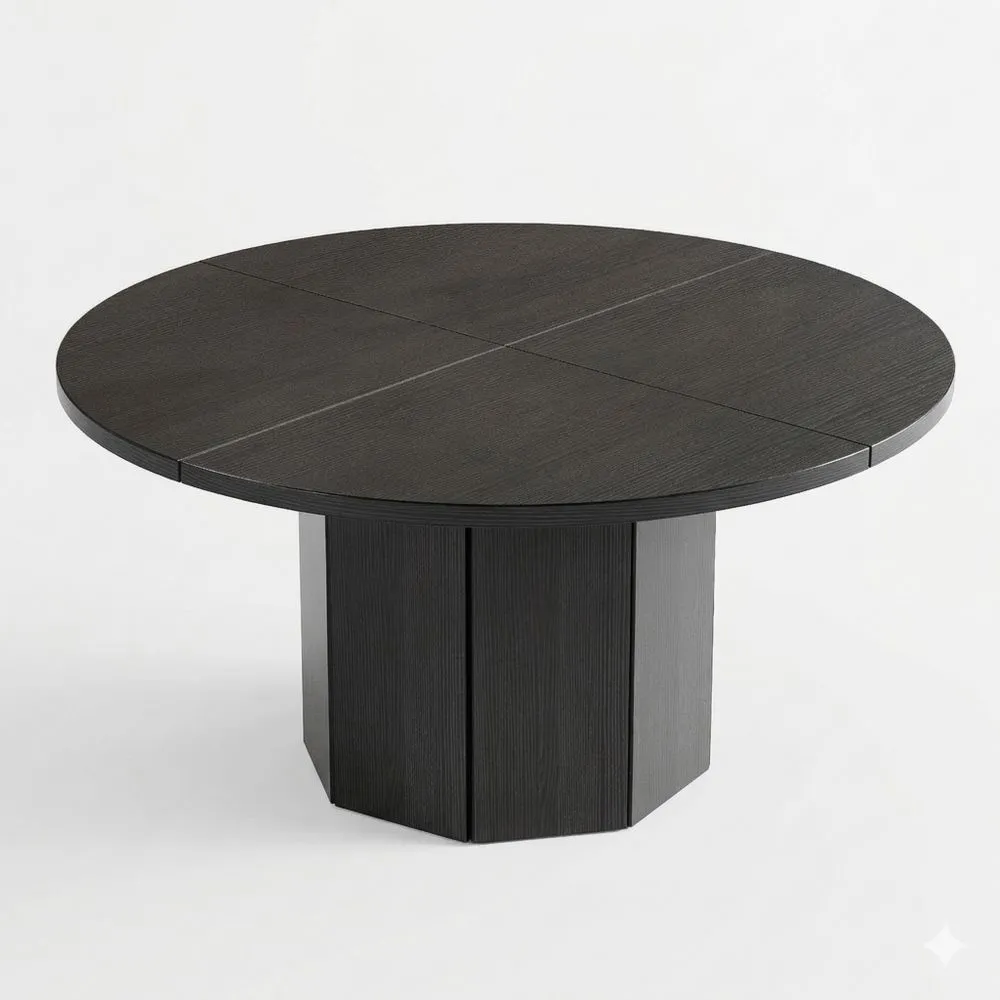 Moderner runder Esstisch aus Holz für 4-6 Personen, schwarz