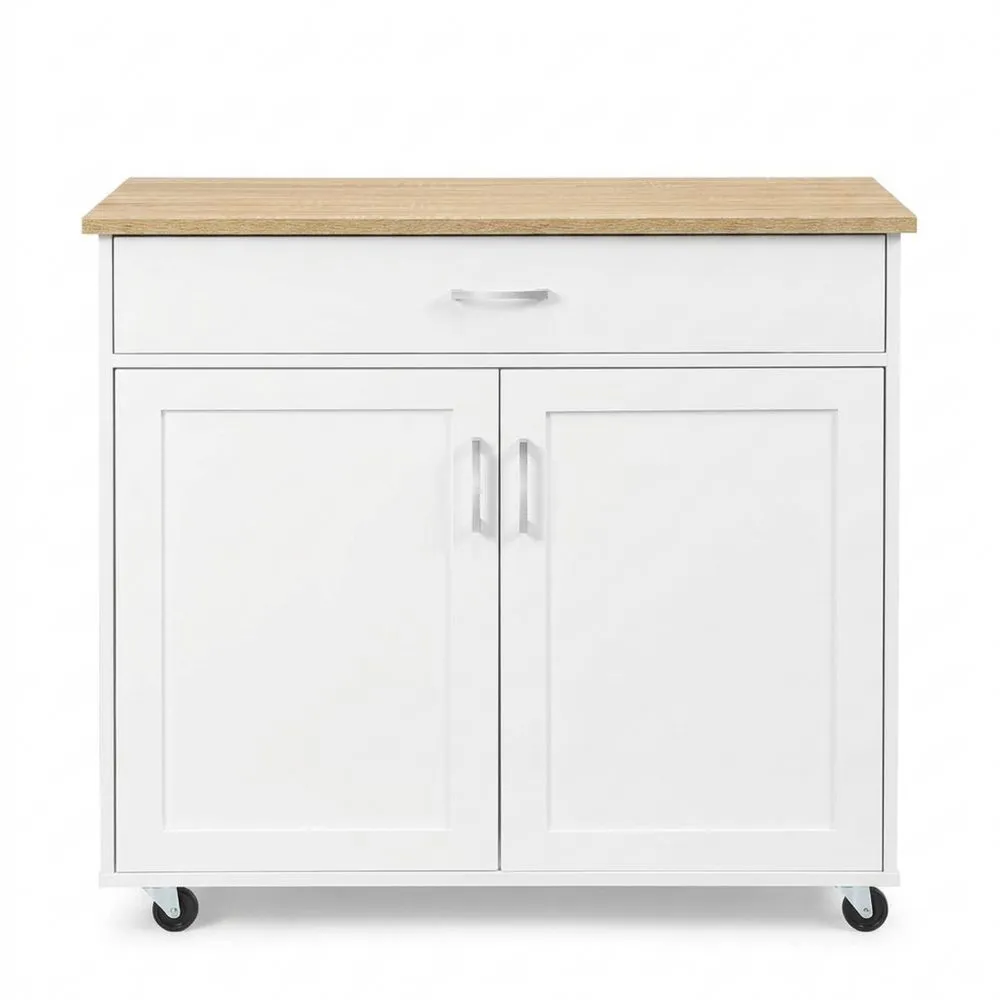 Mobiler Küchenwagen mit Holzplatte und Schublade