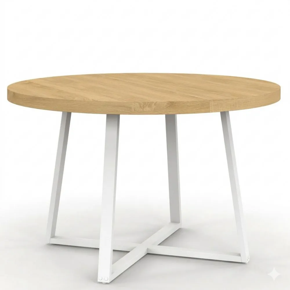 Runder Esstisch für 4-6 Personen, Holz mit weißem Finish, 110 cm