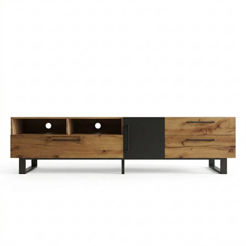 Moderner TV-Schrank mit Schubladen in Eiche, 180cm