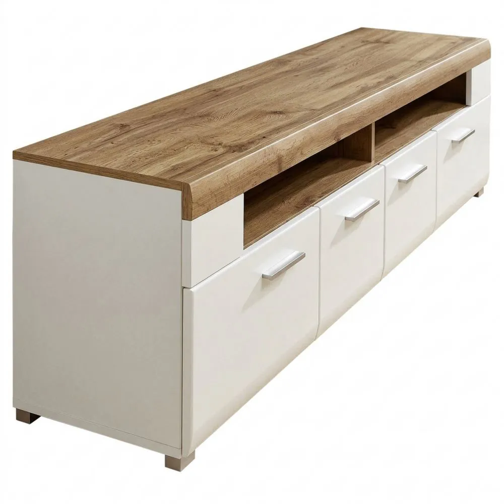 TV-Schrank mit Eichen-Dekor und Weiß Matt