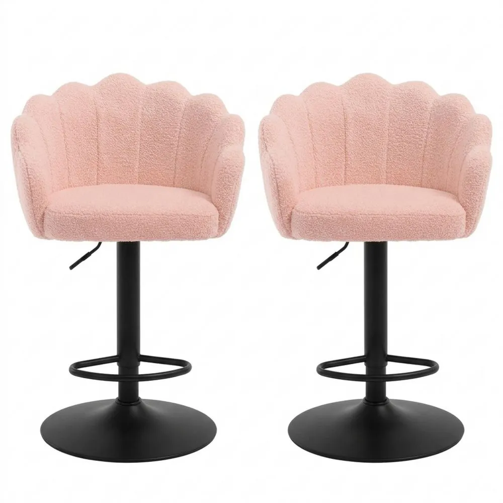 Verstellbarer Barhocker im Blütenblatt-Design, drehbar, gepolstert mit Lehne, für Küche und Heimbar, Rosa