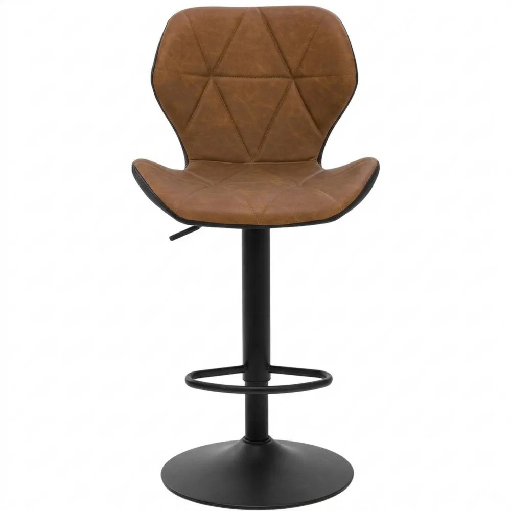 Verstellbarer Retro Barhocker mit Kunstleder und Rückenlehne, Braun