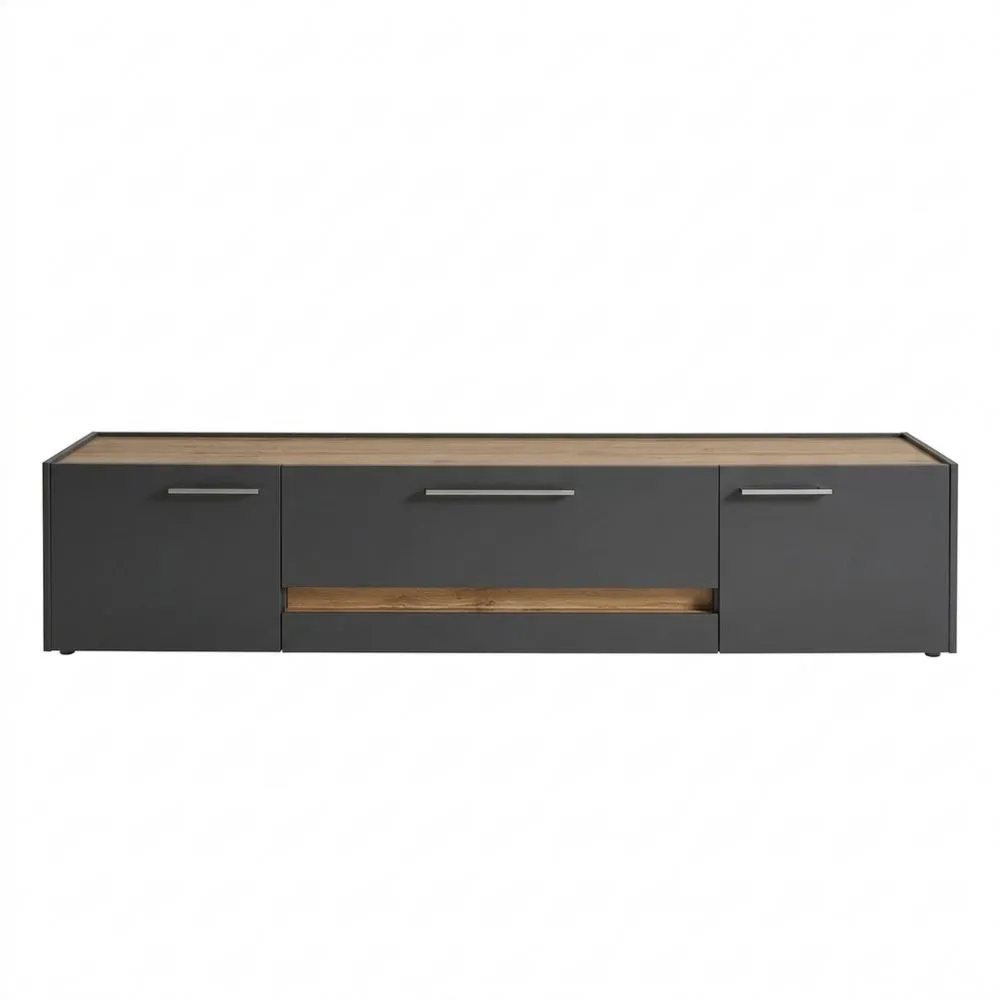 Fernsehschrank in Anthrazit mit Eichenakzenten, 220x40x45 cm