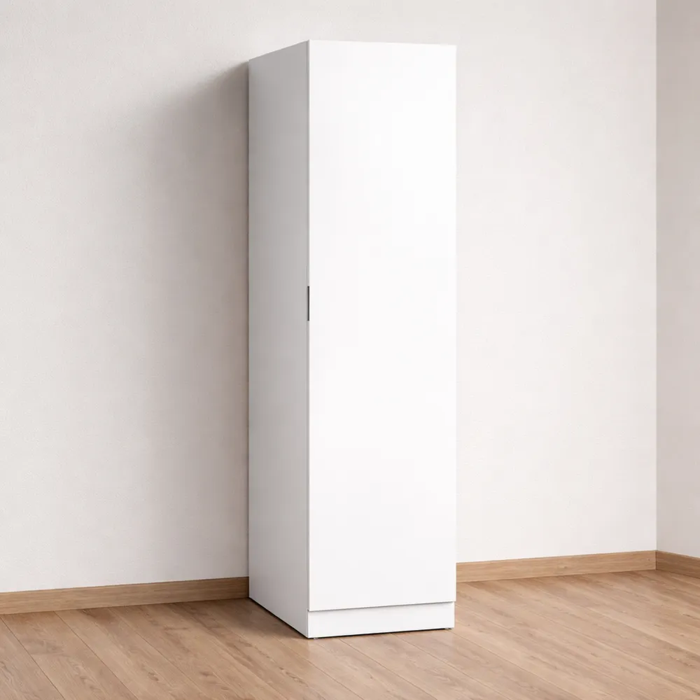 Guardaroba con appendiabiti per camera da letto, armadio a 1 anta, 41x52x184 cm, bianco