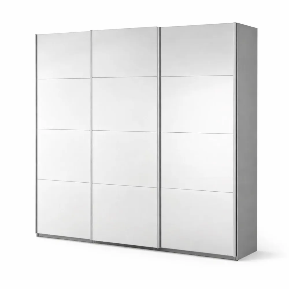 Armadio con Ante Scorrevoli e Specchi, Legno Ingegnerizzato, Grigio Metallo, 271x210x62 cm, per Camera da Letto