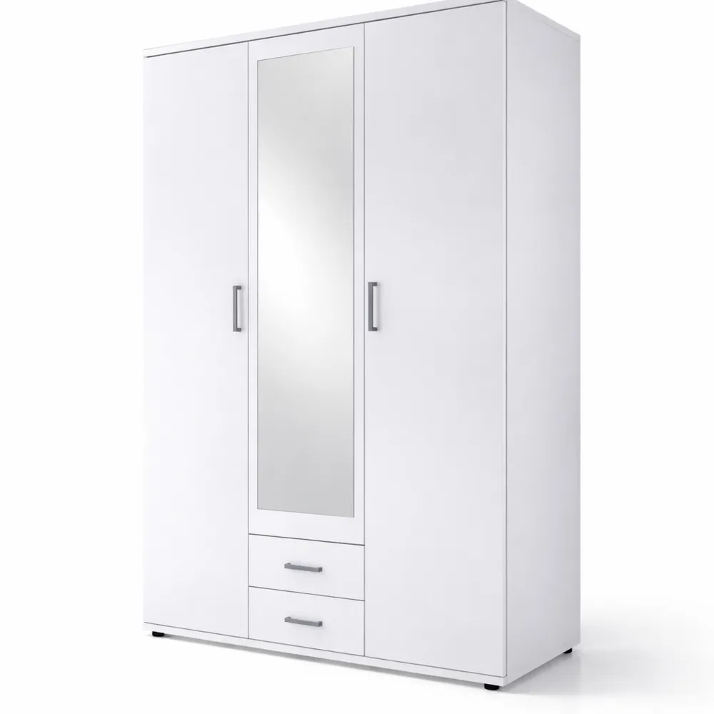 Armadio con Specchio e Cassetti in Legno Laminato, Opzione Multicolore, 120x195x55 cm