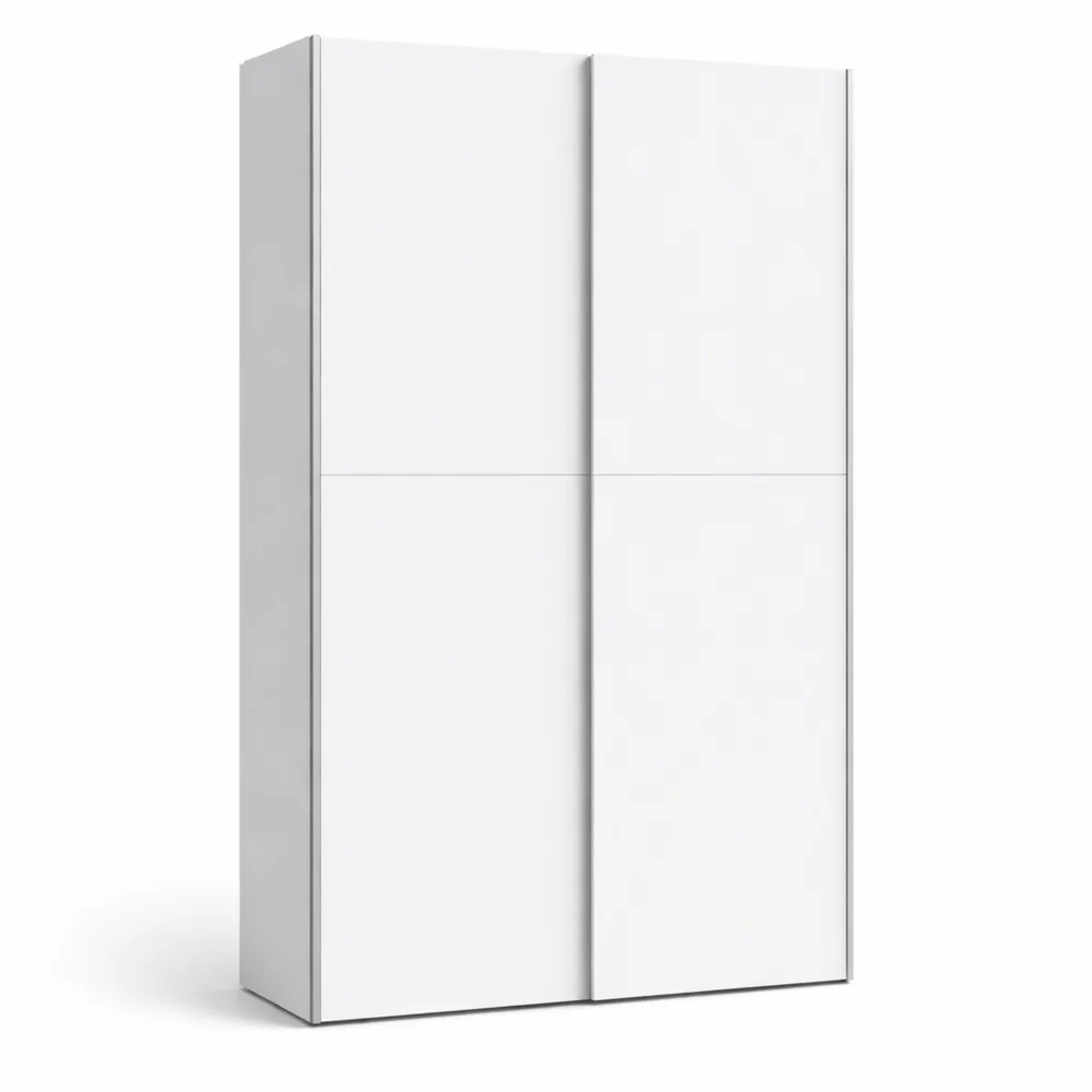 Armadio a 2 ante scorrevoli con 6 ripiani in legno laminato, ideale per ingresso