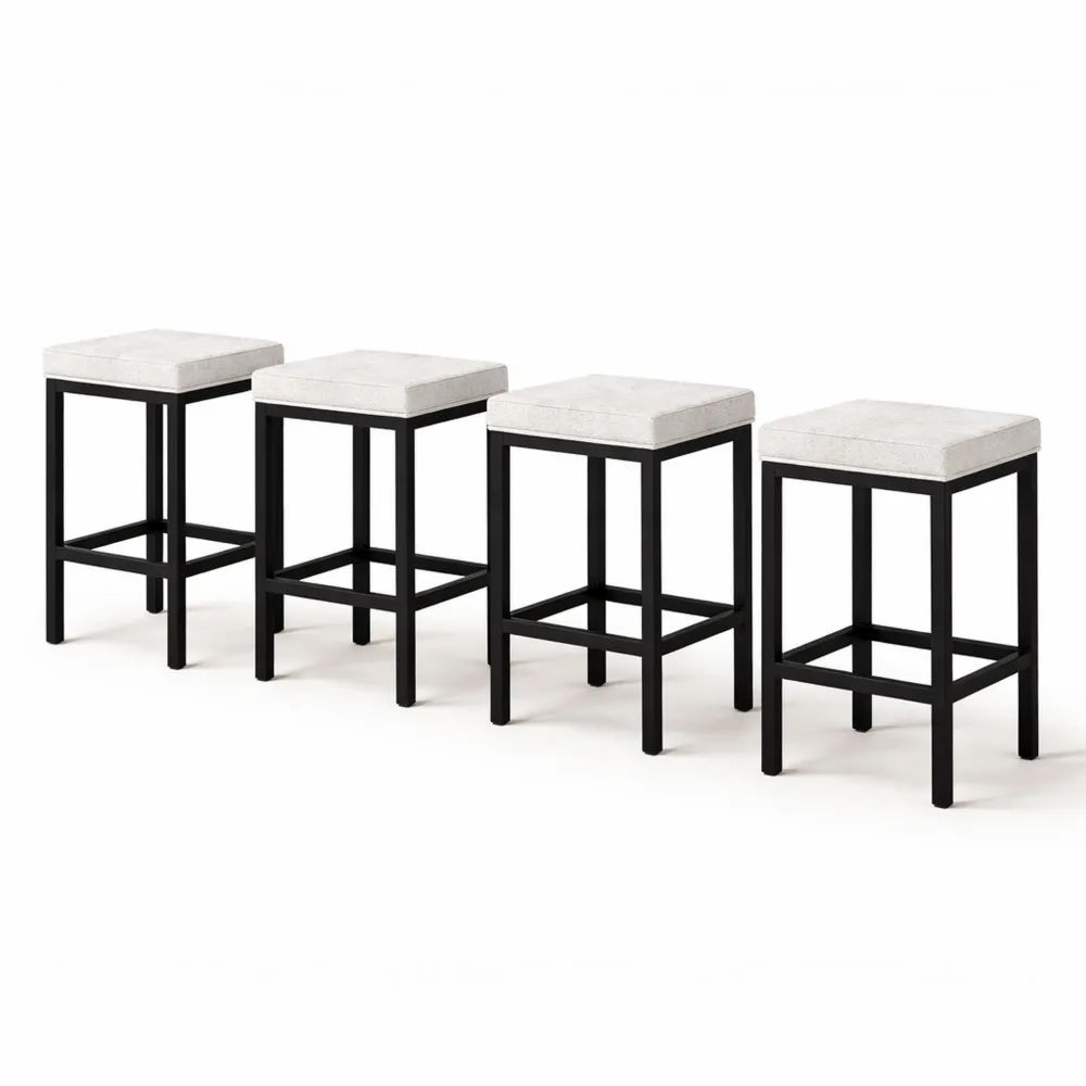 Set di 4 sgabelli da cucina 66 cm, design moderno bianco con gambe in metallo