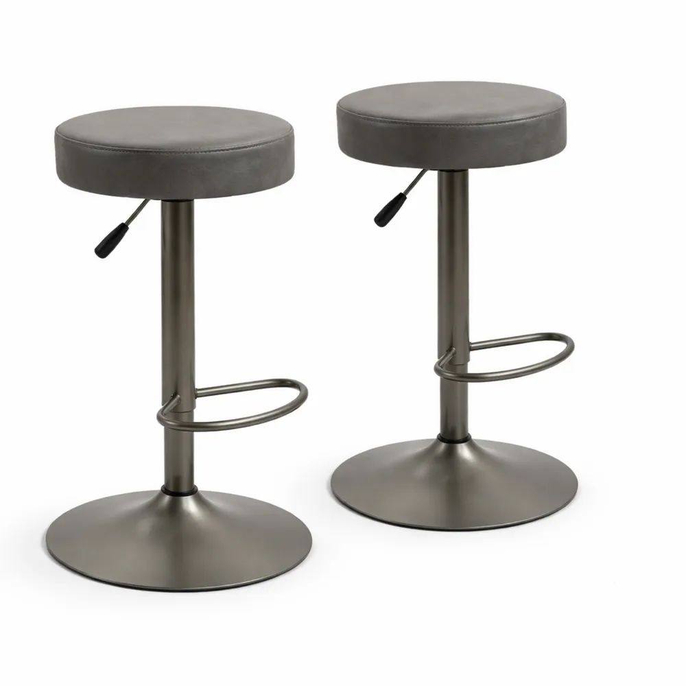 Set di 2 sgabelli da bar regolabili grigi con poggiapiedi