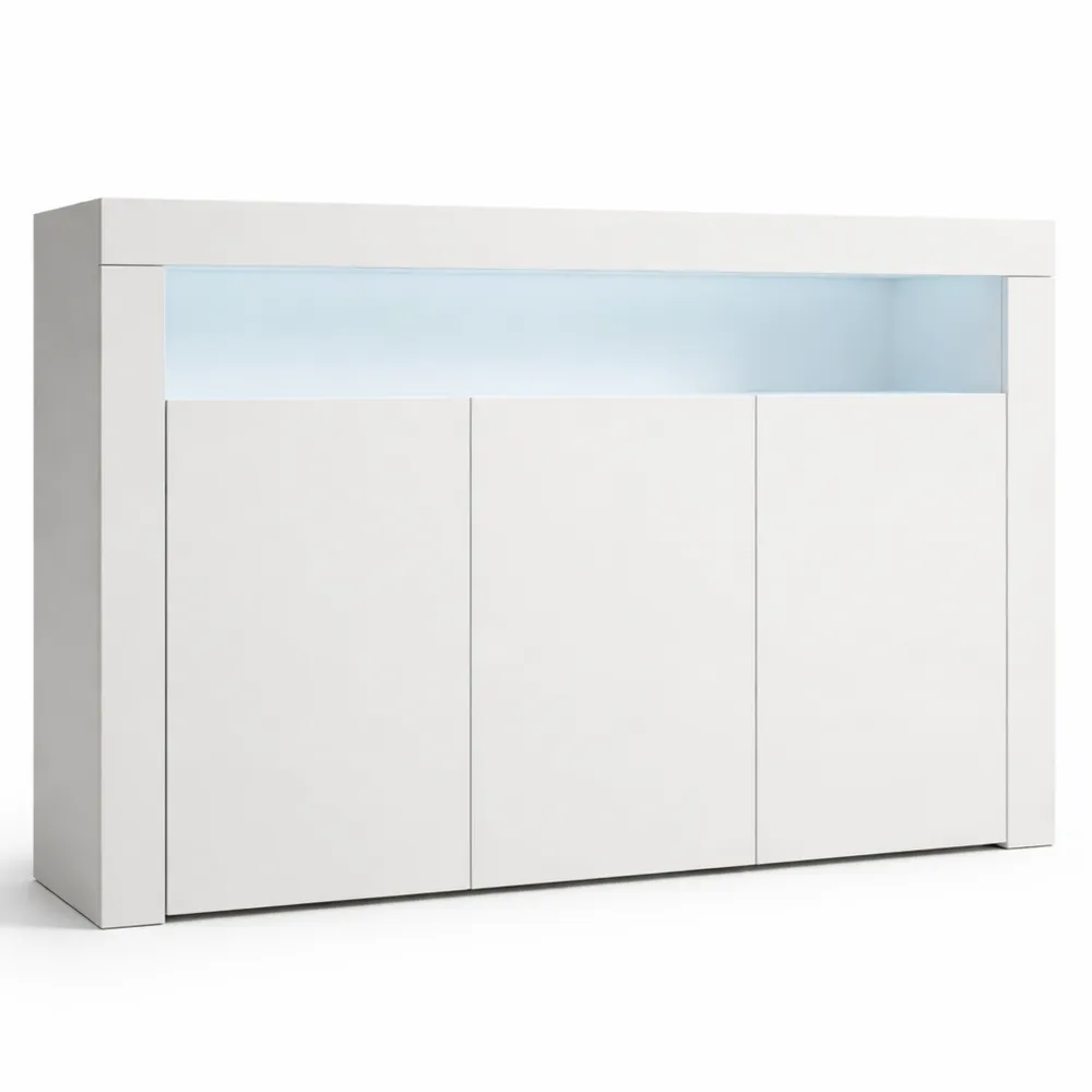 Credenza Moderna in Melamina Opaca Bianco 155x91.5x37cm