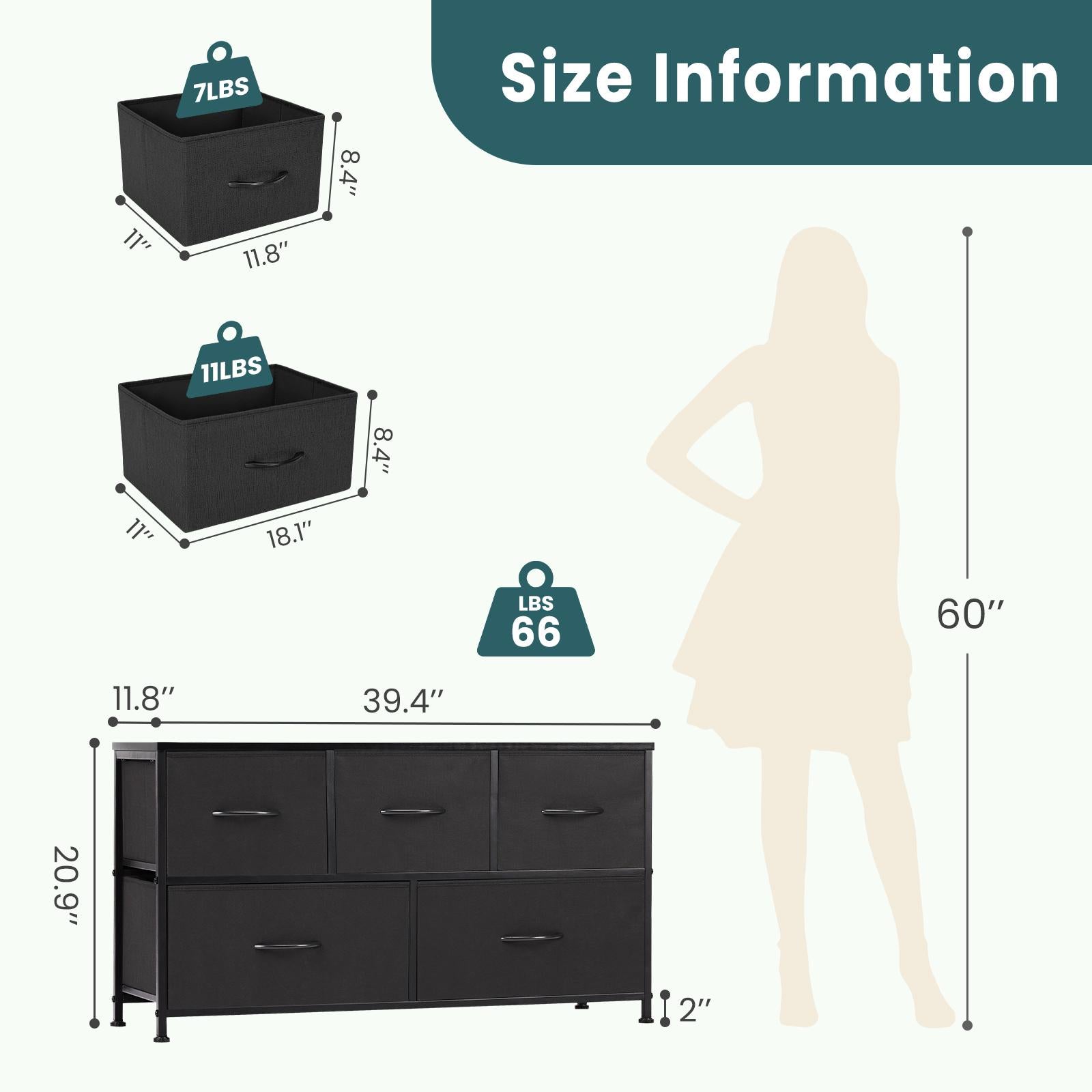Dresser for Bedroom, Drawer Dresser Organizer Storage Drawers Fabric Storage Tower