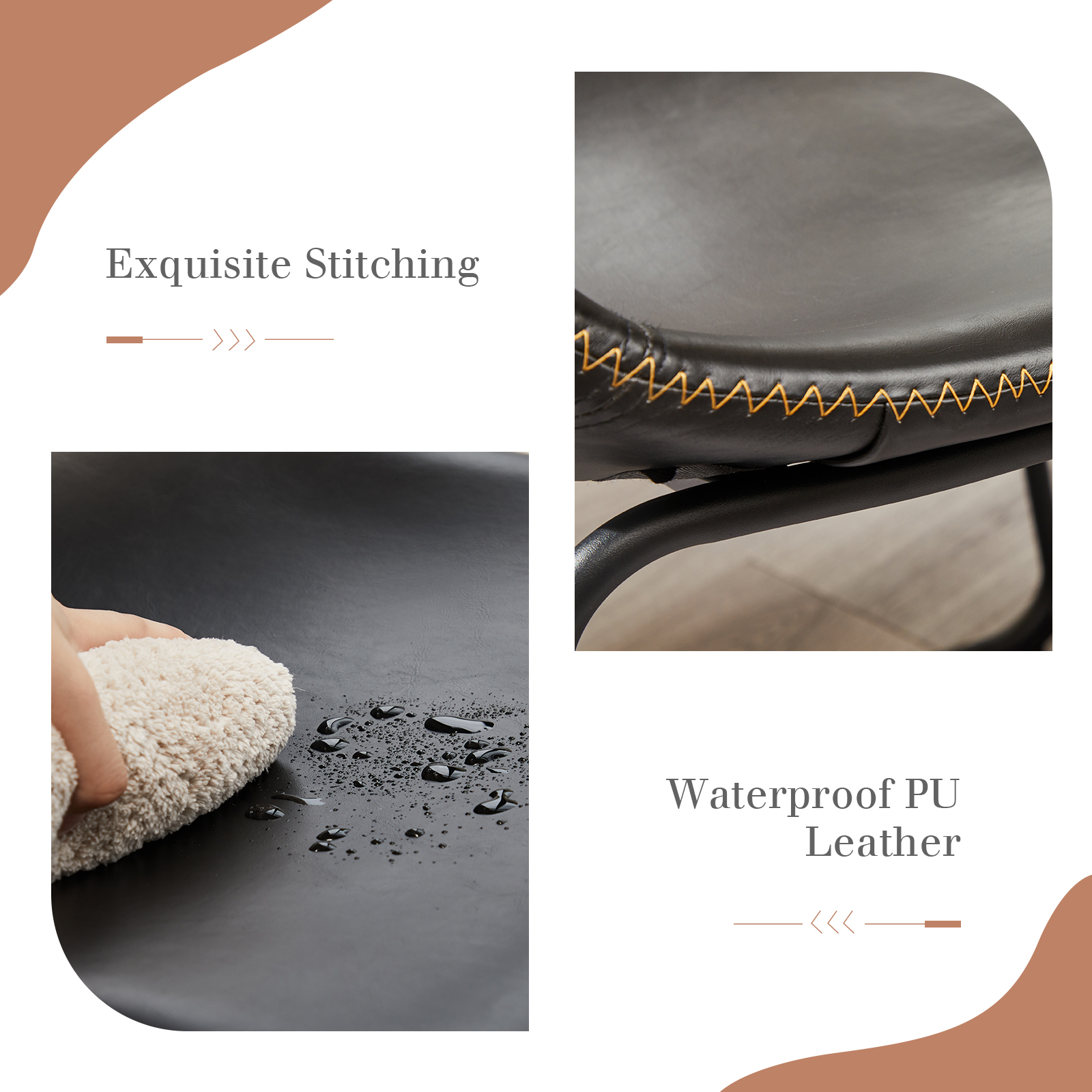 Metal Bar Stools Counter Height- Dining Chair Set of 2