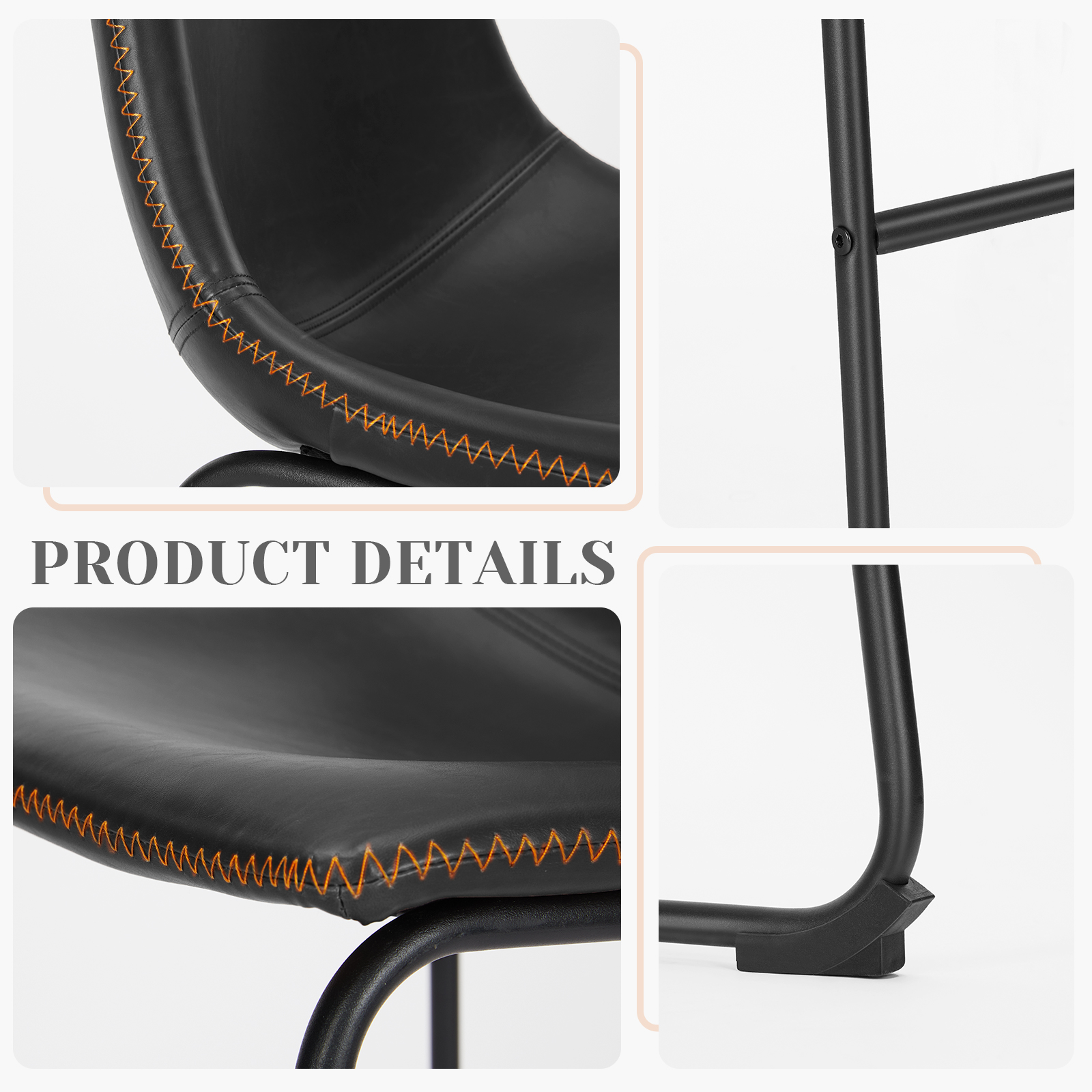 Metal Bar Stools Counter Height- Dining Chair Set of 2