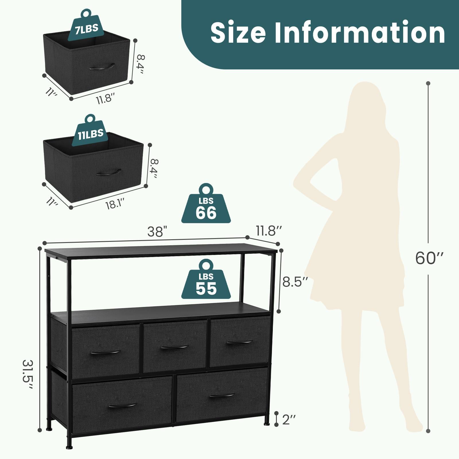 Dresser for Bedroom, Drawer Dresser Organizer Storage Drawers Fabric Storage Tower