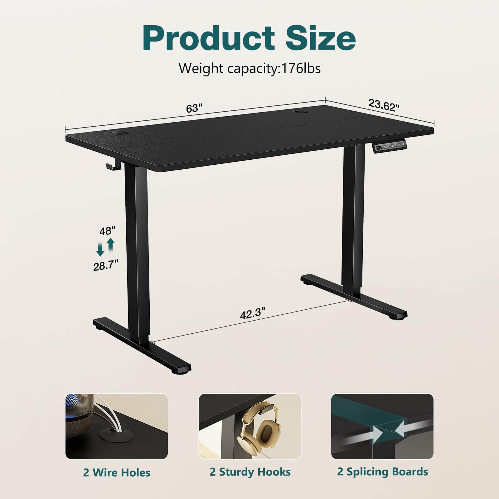 Electric Height Adjustable Standing Desk,Sit to Stand Ergonomic Computer Desk