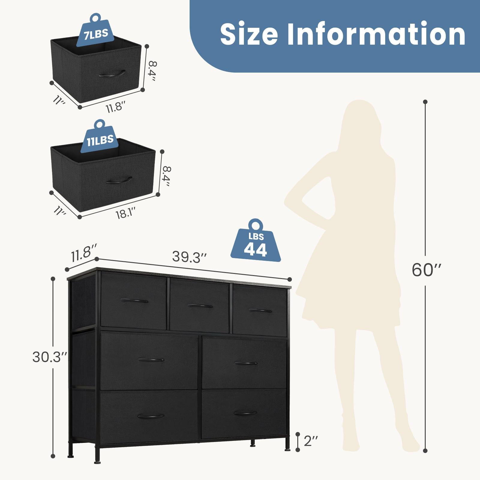 Dresser for Bedroom, Drawer Dresser Organizer Storage Drawers Fabric Storage Tower