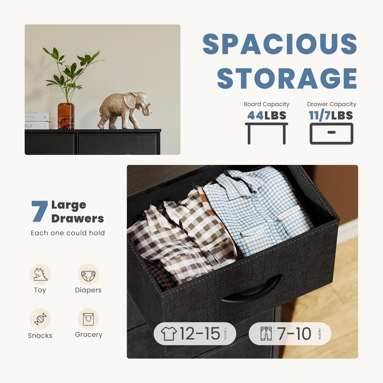 Dresser for Bedroom, Drawer Dresser Organizer Storage Drawers Fabric Storage Tower