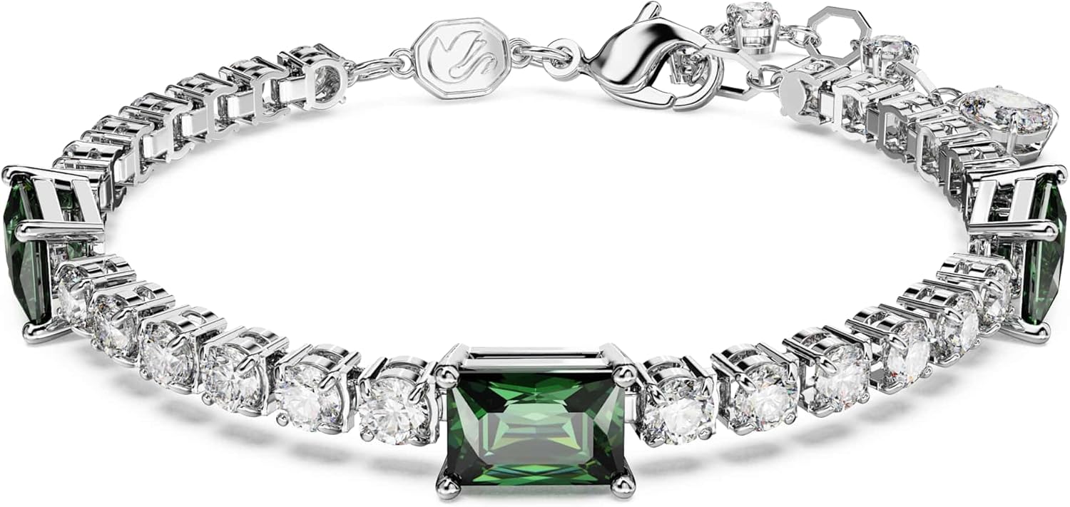 Swarovski Matrix Collection Tennis Bracelet - Bracelet femme plaqué rhodium avec cristaux et fermoir languette sécurisé-Matiiloft
