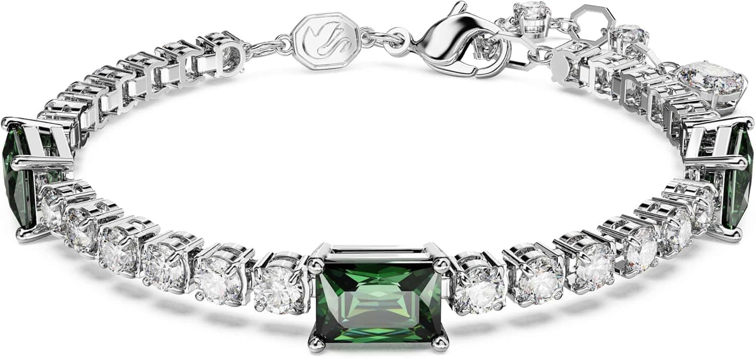 Swarovski Matrix Collection Tennis Bracelet - Bracelet femme plaqué rhodium avec cristaux et fermoir languette sécurisé-Matiiloft