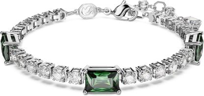 Swarovski Matrix Collection Tennis Bracelet - Bracelet femme plaqué rhodium avec cristaux et fermoir languette sécurisé-Matiiloft