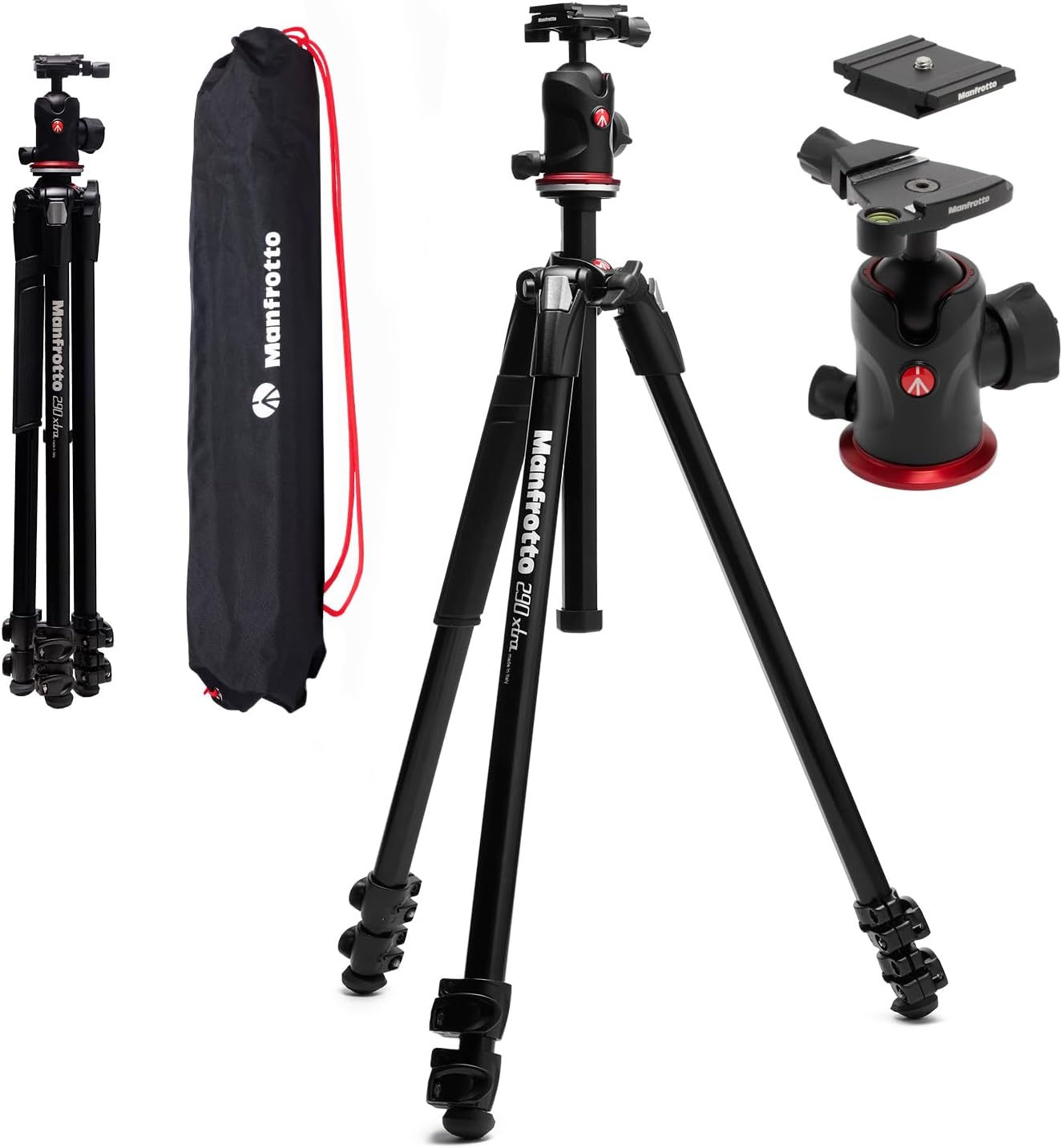 Manfrotto 290XTRA - Trépied appareil photo aluminium avec rotule 496 - 3 sections charge 10 kg sac inclus-Matiiloft