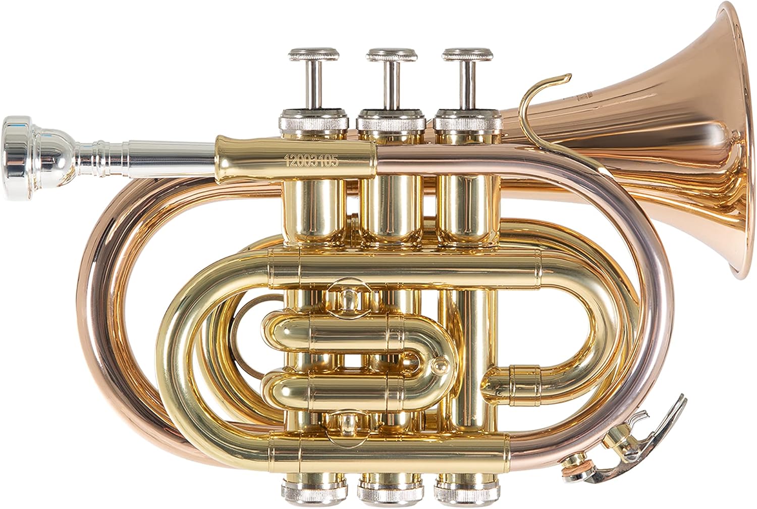 Roy Benson PT 101G - Trompette de poche Sib en cuivre rose - Instrument compact poli avec étui-Matiiloft