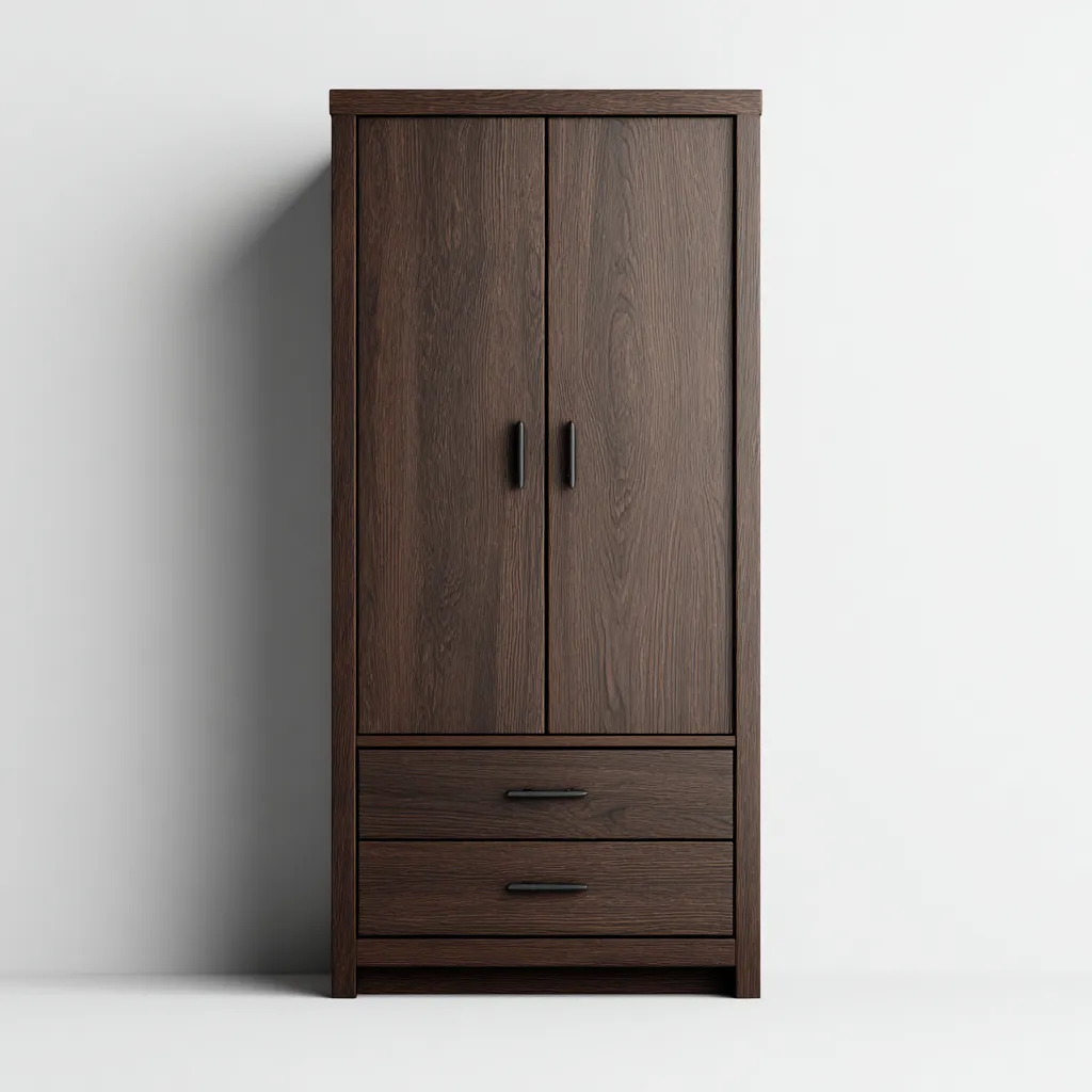 Armoire 2 portes-Bois-100x55x190 cm-Marron foncé-Style contemporain-Matiiloft