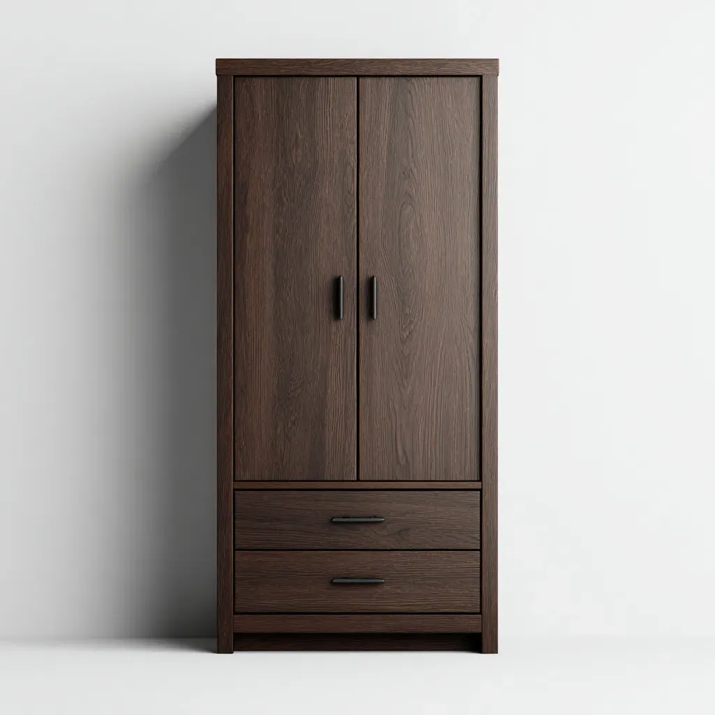 Armoire 2 portes-Bois-100x55x190 cm-Marron foncé-Style contemporain-Matiiloft