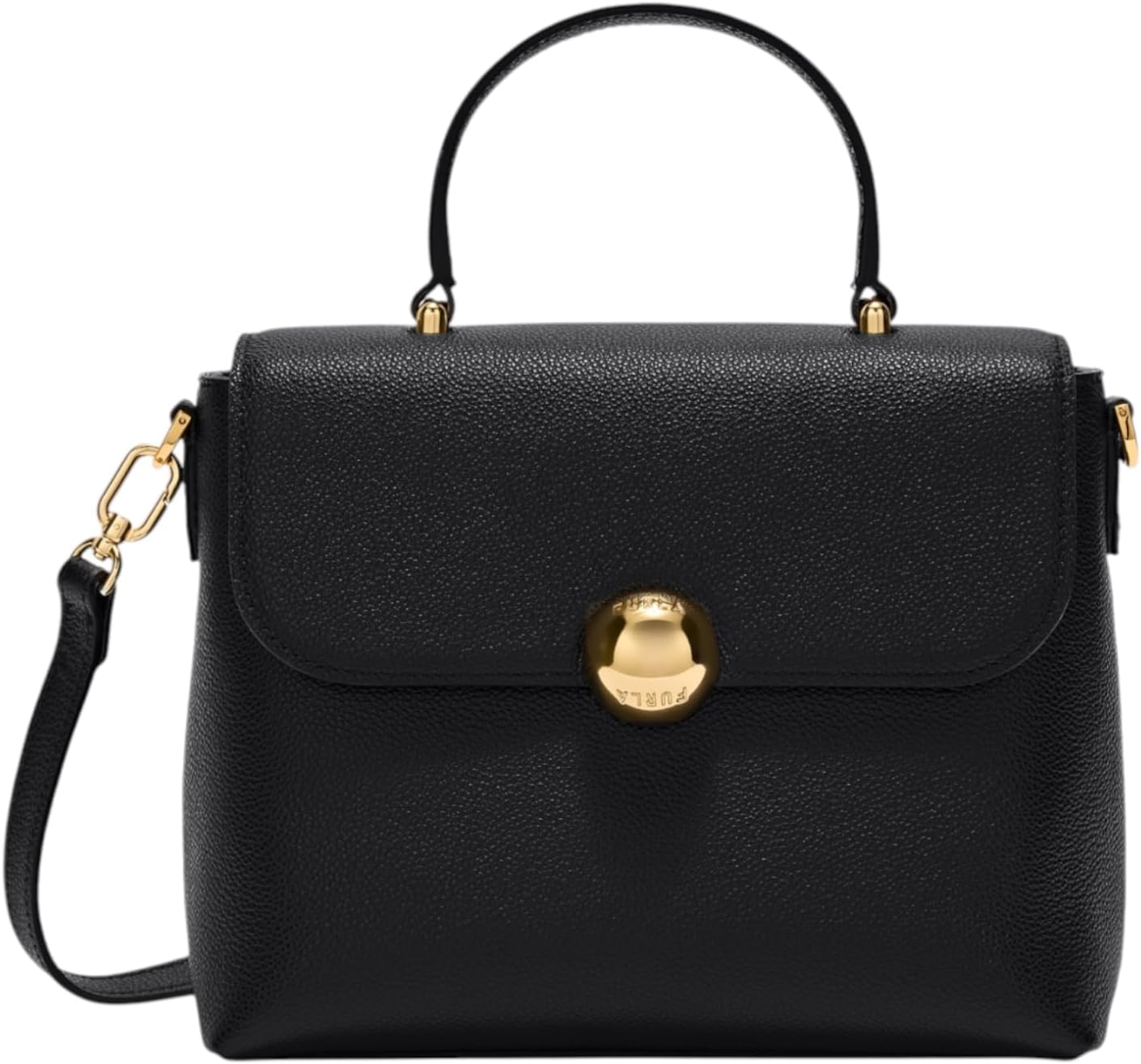 Furla - Vitello Night Moonlight Top Handle Bag Nero - Sac de soirée cuir noir à rabat 10 cm 21 cm 18 cm-Matiiloft
