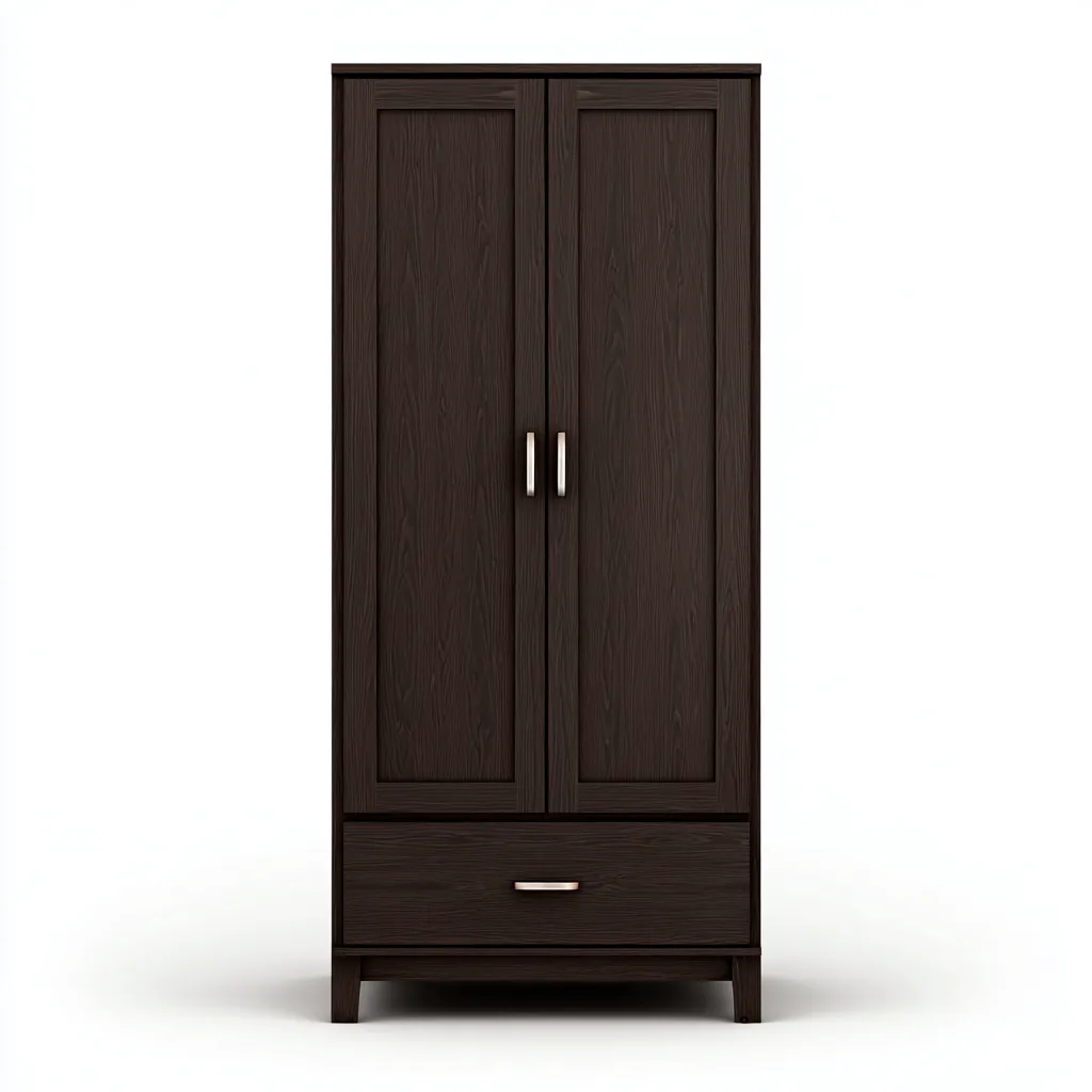 Armoire 2 portes-Bois-95x50x195 cm-Marron foncé-Style élégant-Matiiloft