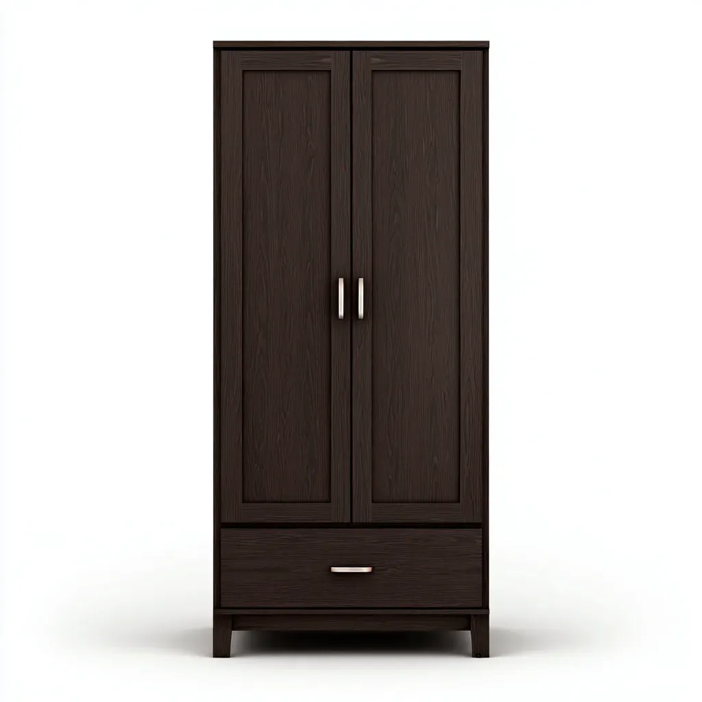 Armoire 2 portes-Bois-95x50x195 cm-Marron foncé-Style élégant-Matiiloft