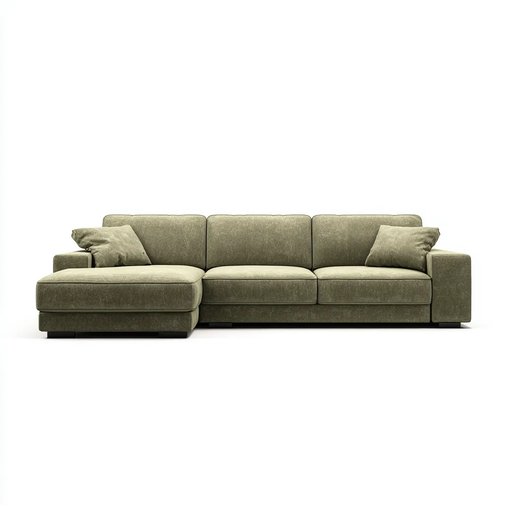 Canapé d'angle - Tissu - 270x170x85 cm - Vert olive - Style contemporain-Matiiloft