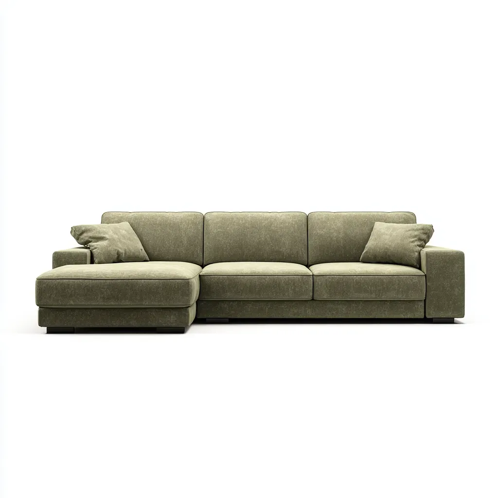 Canapé d'angle - Tissu - 270x170x85 cm - Vert olive - Style contemporain-Matiiloft