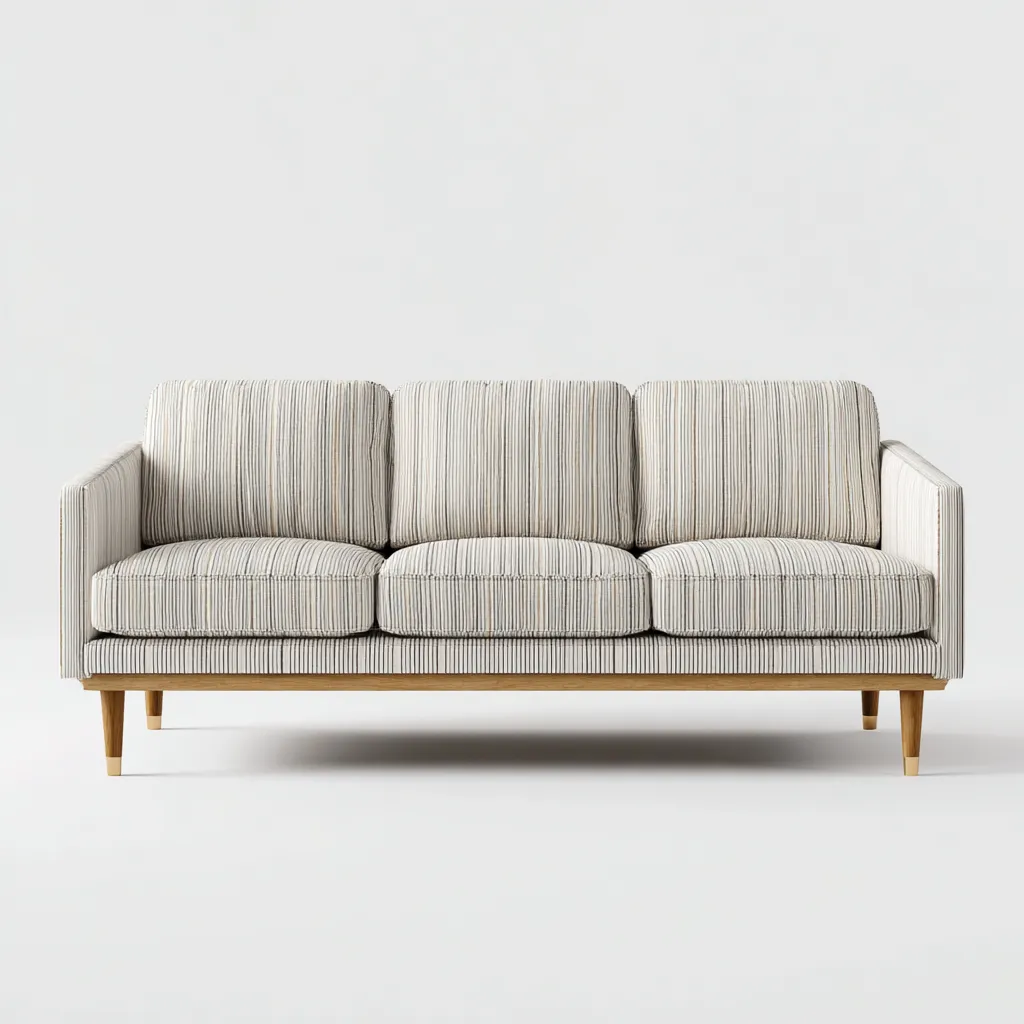 Canapé 3 places - tissu-bois - 216x95x88 cm - gris clair - style contemporain-Matiiloft