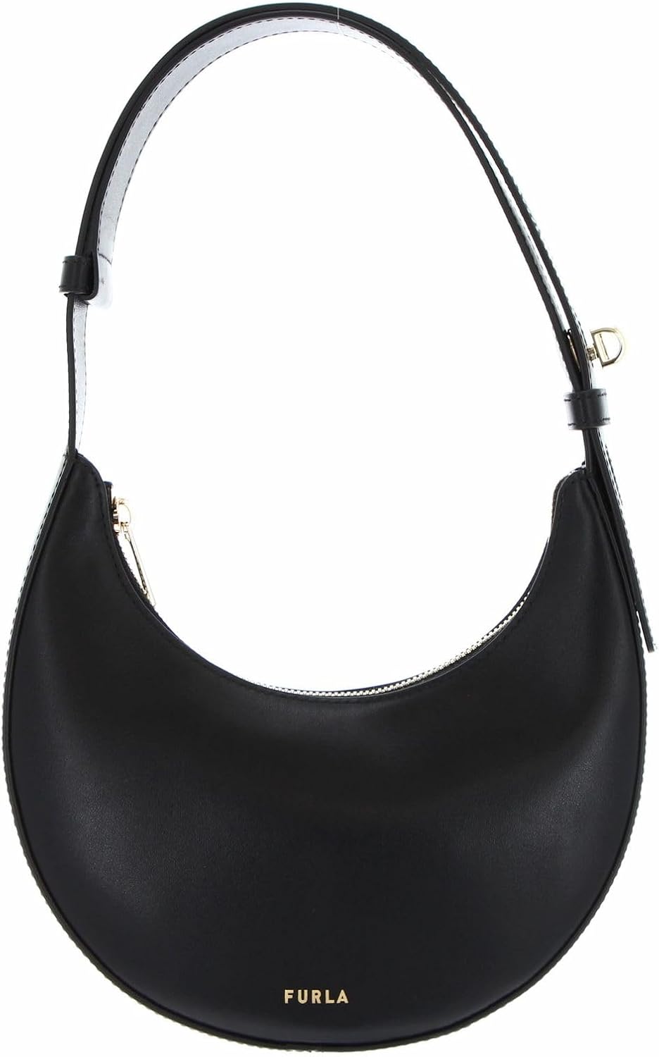 Furla Delizia Mini Shoulder Bag Nero - Mini sac épaule femme noir en cuir - Sac zippé doublure polyester - Fabrication Chine-Matiiloft