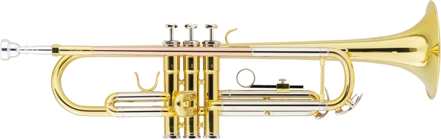 Classic Cantabile TR 40ML - Trompette Sib dorée - Pavillon 125 mm perçage ML 11,68 mm pistons acier inoxydable avec étui-Matiiloft