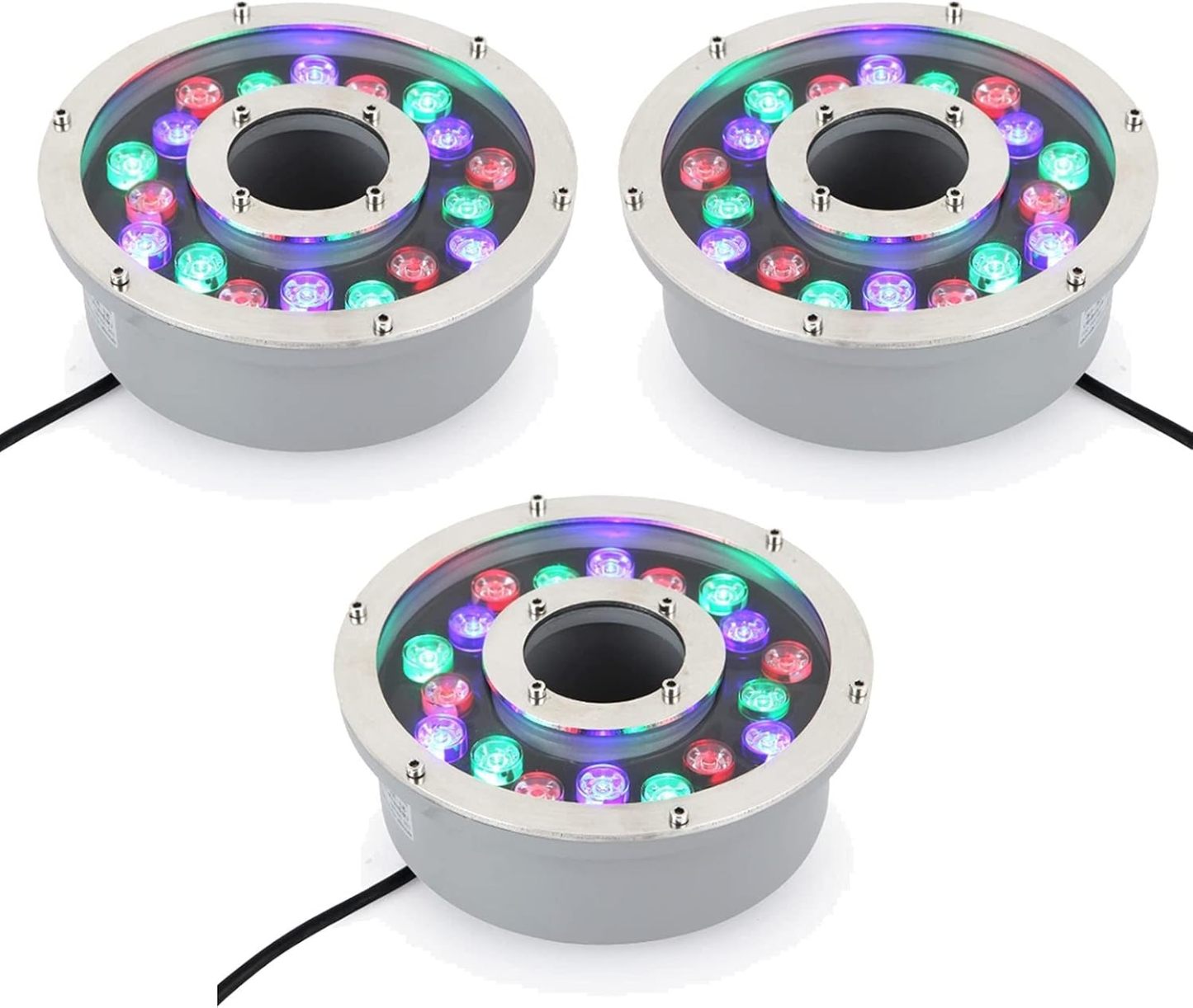 Lot de 3 spots LED sous-marins bleus - éclairage IP68 en acier inoxydable pour piscine fontaine bassin et étang-Matiiloft