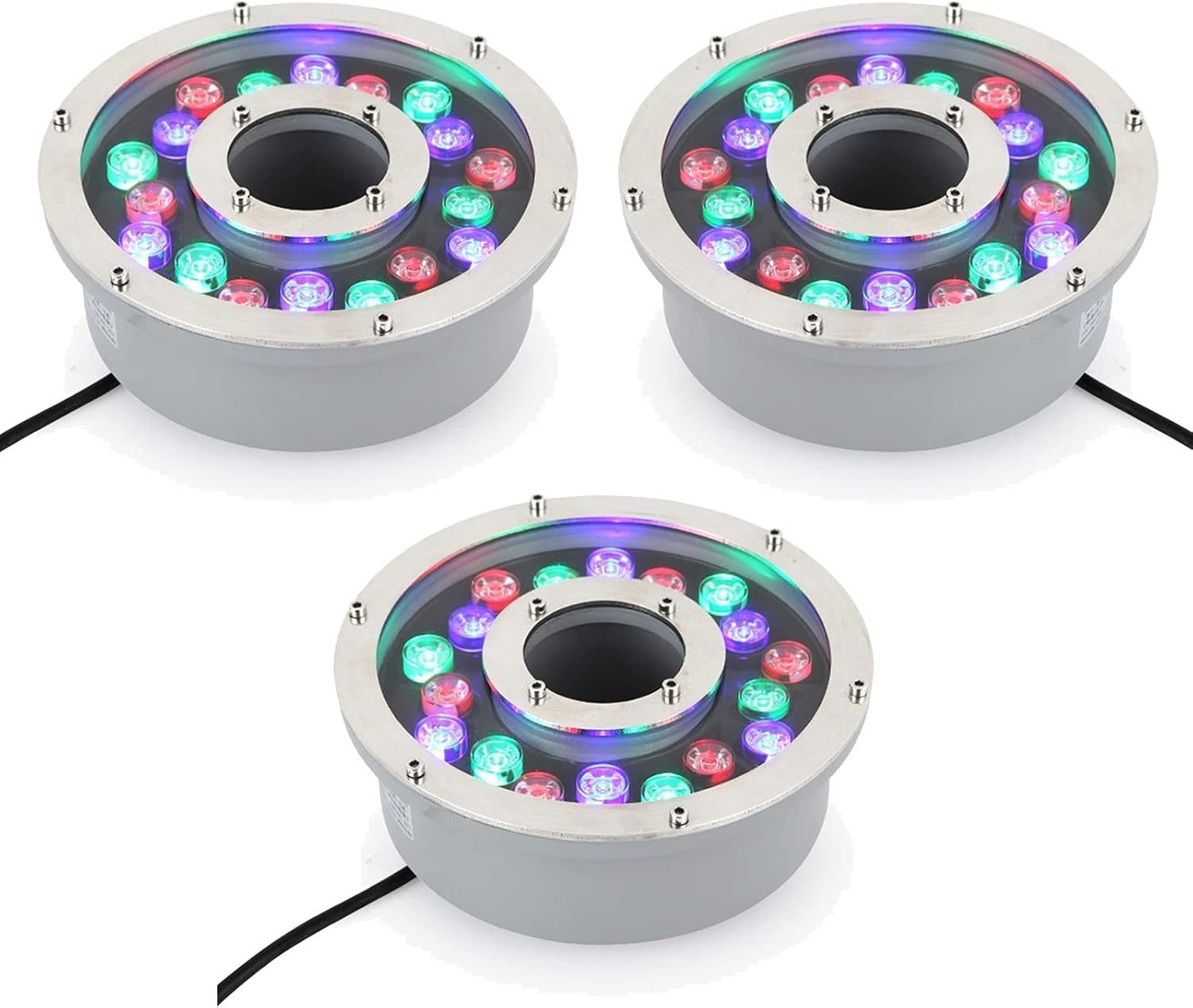 Lot de 3 spots LED sous-marins bleus - éclairage IP68 en acier inoxydable pour piscine fontaine bassin et étang-Matiiloft