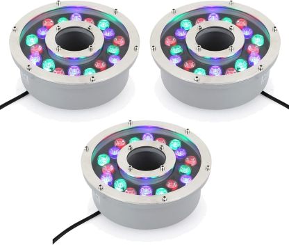 Lot de 3 spots LED sous-marins bleus - éclairage IP68 en acier inoxydable pour piscine fontaine bassin et étang-Matiiloft