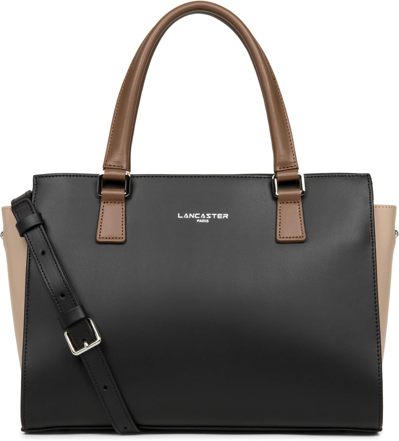 Sac porté main Lancaster Ref 38651 Noir Nude Vison - Fermeture éclair - Doublure polyester-Matiiloft