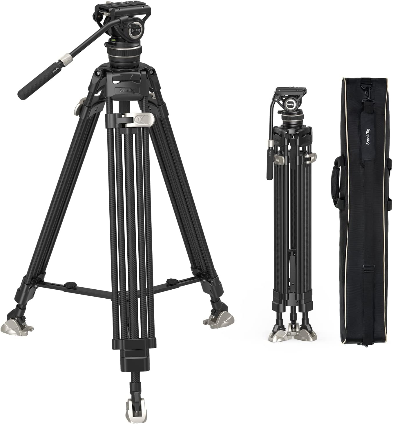 Trépied Vidéo SMALLRIG AD 100 Fibre de Carbone 197 cm - Trépied Professionnel avec Tête Fluide Panoramique et Plateau Rapide-Matiiloft
